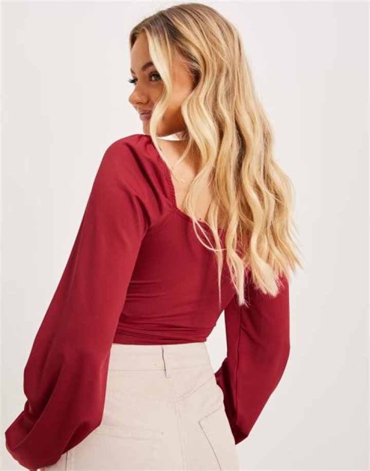 Buy Nelly Stunning Balloon Sleeve Top Red