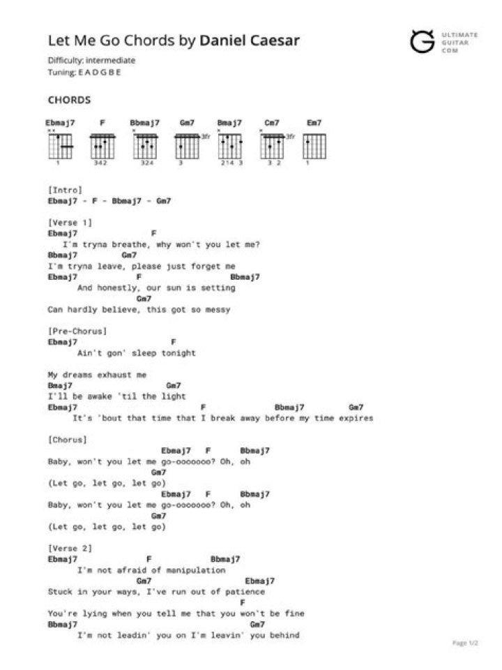 LET ME GO CHORDS by Benson Boone