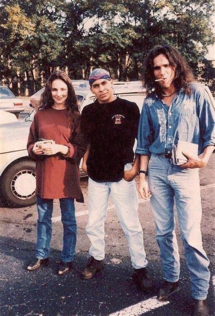 Madeleine Stowe, Eric Schweig and Daniel DayLewis arriving on the set