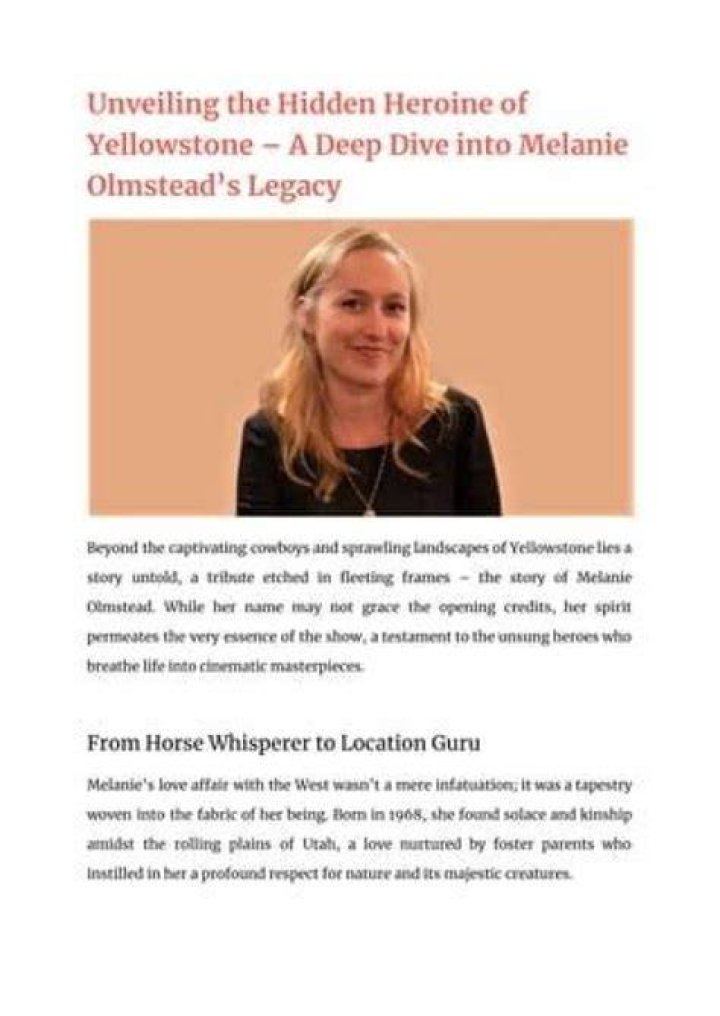 Melanie Olmstead: The Unsung Hero Of The Entertainment Industry