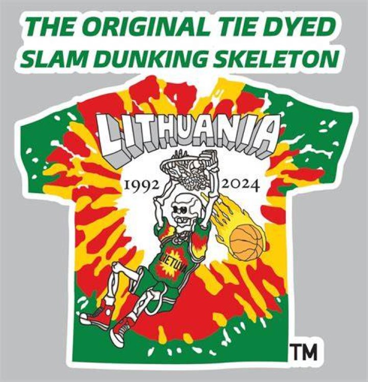 Original Lithuania Tie Dyed Slam-Dunking Skullman Trademark and Brand
