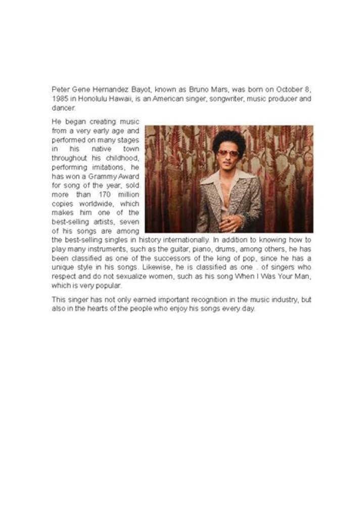 Peter Gene Bayot Hernandez aka Bruno Mars